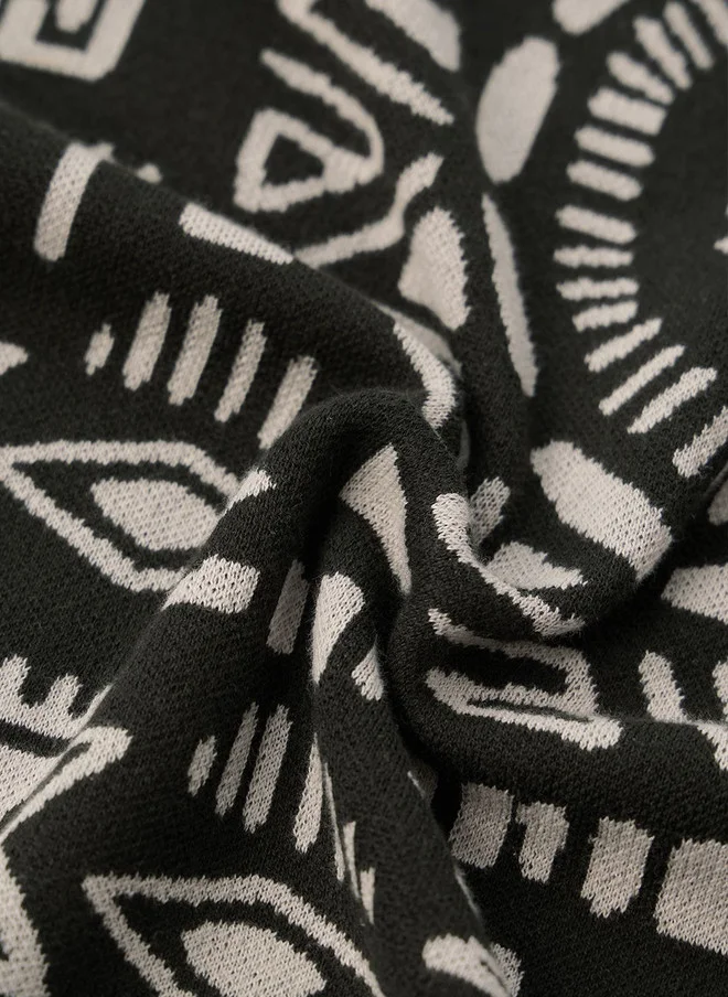 The Souled Store  The Souled Store Men Oversized Jacquard Black T-Shirt  | Best Price UAE