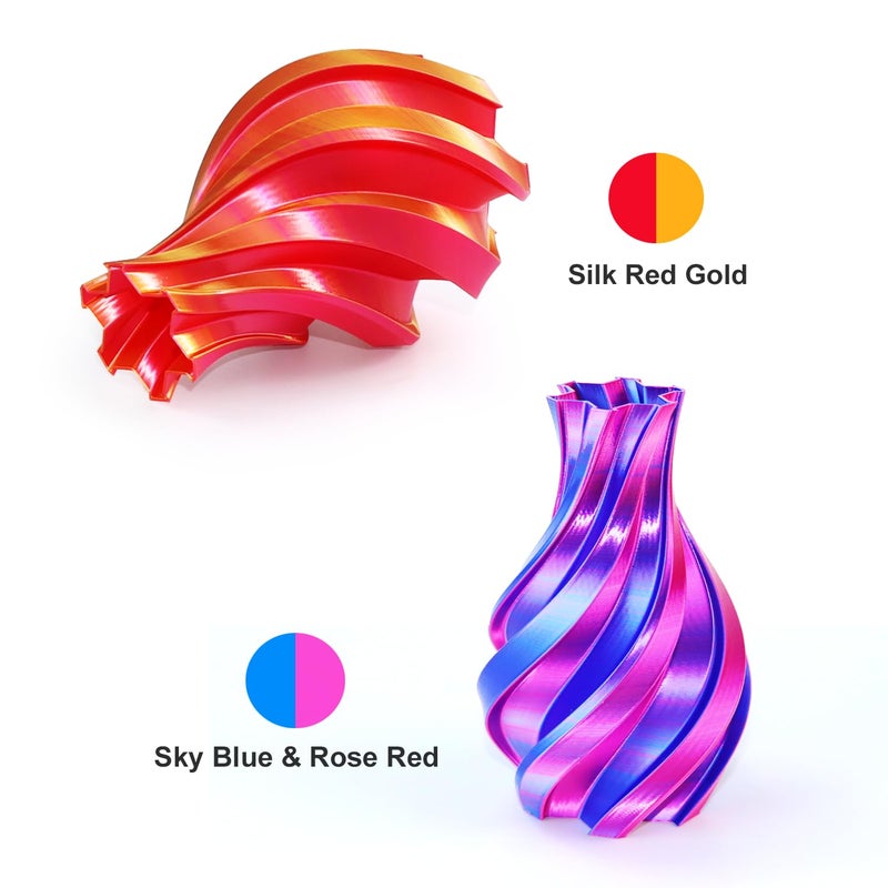 LOVOON 3D PLA Filament 1.75mm Bundle, Dual Colors 3D Printer Filament Bundle Color Change Silk PLA Filament Bundle, PLA Filament for 3D Printer 3D Pen, Dimensional Accuracy +/-0.02mm, 200g x 4 Spools - Image 4