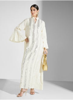 Khizana Bell Sleeved Embroidered Jalabiya  - Image 1