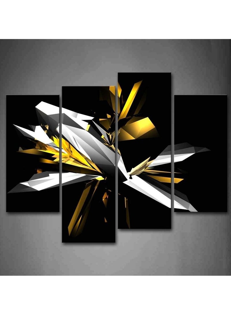 Today Idea Digital Art Abstract Black White Yellow Wall Art Painting Pictures Print On Canvas Abstract The Picture for Home Modern Decoration 12x26inchx2Panel,12x35inchx2Panel - Image 1