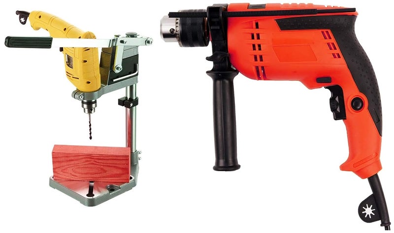 MLD Metal Fiber Plastic Eletro Drill Stand Convert Hand Drill to Bench Press Drill With Electric 13 mm Drilling Machine 650w Watts 2600 Rpm Multitasking Work Multicolour - Image 1