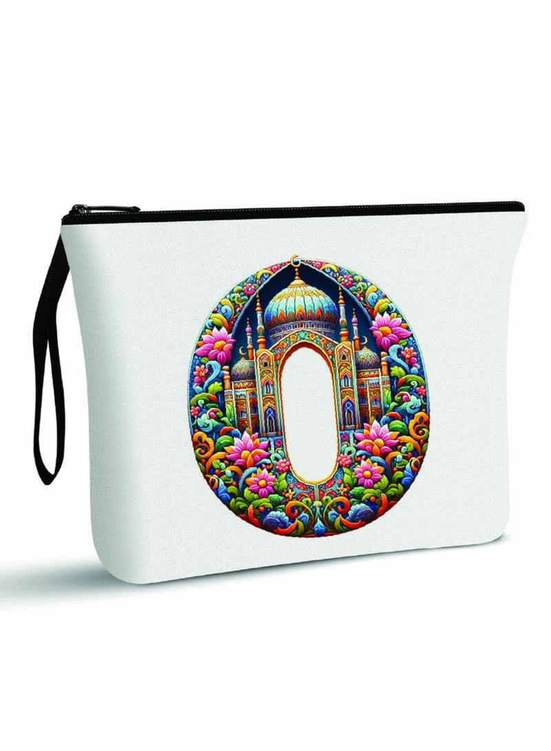 PRINTSHOP4ME Initial Monogram Cosmetic Pouch - Monogrammed Makeup Pouch - Perfect for Travel Organizer - Cosmetic Bag for Women - Gift for Ramadan - Initial Design Makeup Bag - Image 1