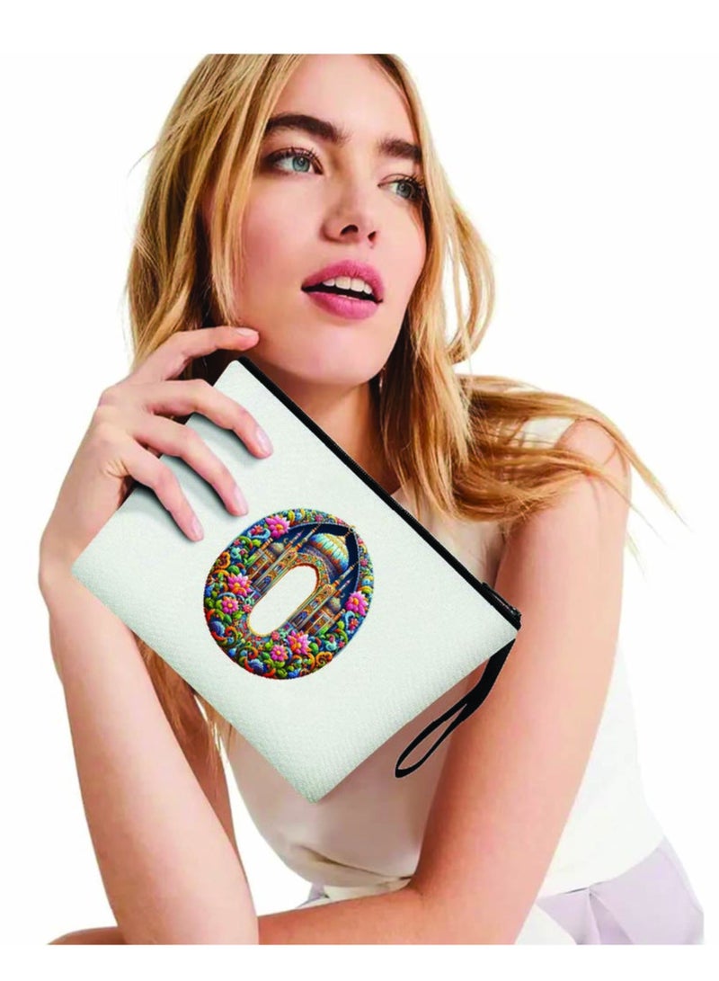 PRINTSHOP4ME Initial Monogram Cosmetic Pouch - Monogrammed Makeup Pouch - Perfect for Travel Organizer - Cosmetic Bag for Women - Gift for Ramadan - Initial Design Makeup Bag - Image 4