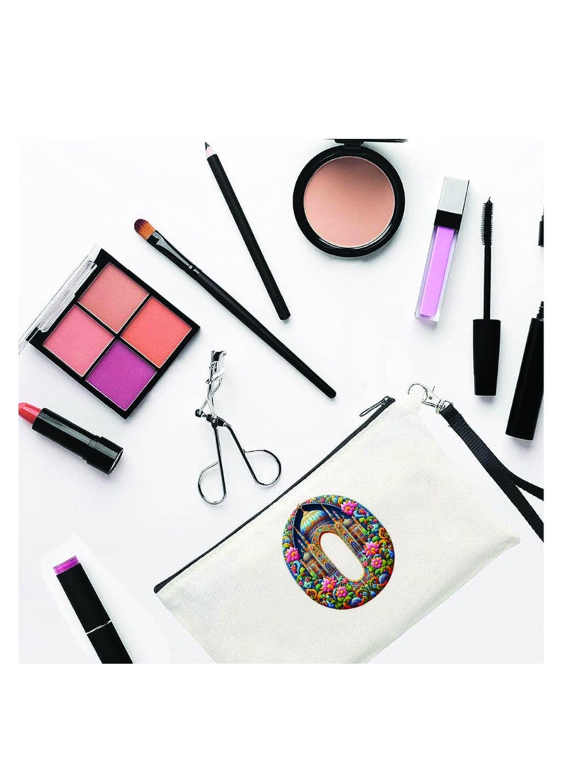 PRINTSHOP4ME Initial Monogram Cosmetic Pouch - Monogrammed Makeup Pouch - Perfect for Travel Organizer - Cosmetic Bag for Women - Gift for Ramadan - Initial Design Makeup Bag - Image 2