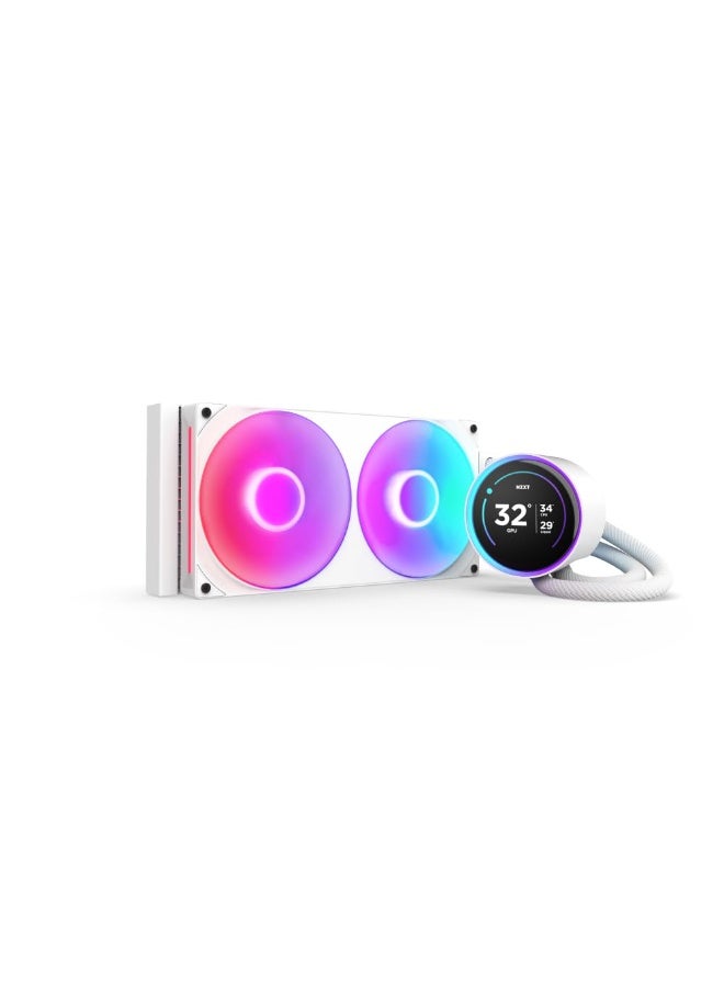 Kraken Elite 280 RGB 280mm AIO Liquid CPU Cooler, 2.72" IPS LCD Display, 2x 140mm RGB Fans, Asetek 7th Gen Pump, LGA 1700/1200/115x, AM5/AM4, 400mm Sleeved Tubing, CAM Software, White | RL-KR28E-W2