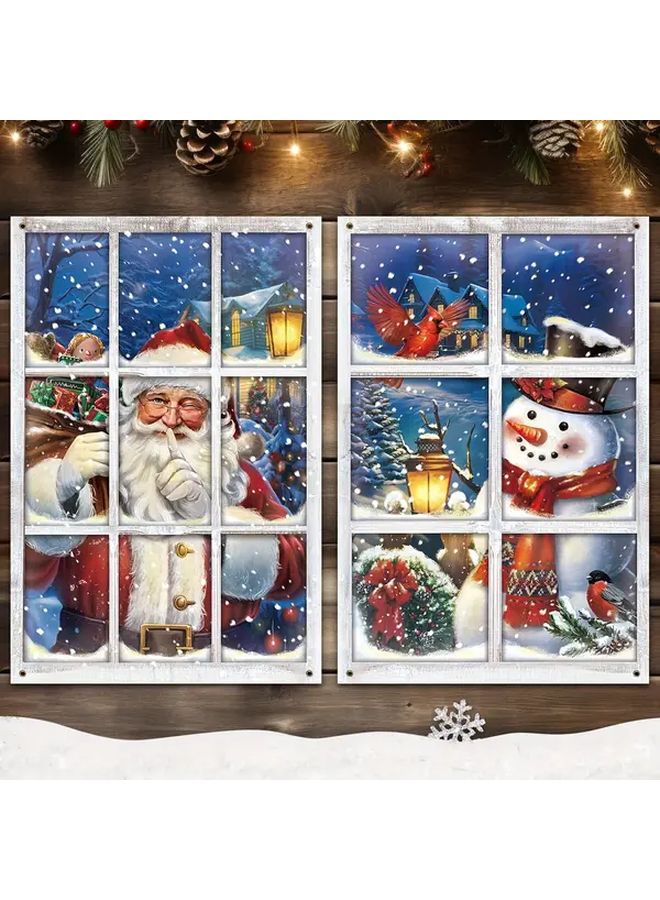 Christmas Tree And Santa Claus Window Decoration Set Indoor Outdoor Holiday Party - Image 2