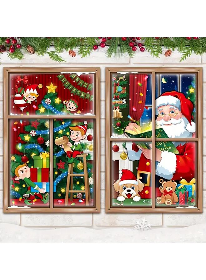 Christmas Tree And Santa Claus Window Decoration Set Indoor Outdoor Holiday Party - Image 1