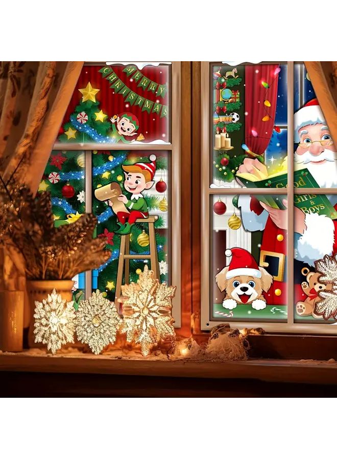 Christmas Tree And Santa Claus Window Decoration Set Indoor Outdoor Holiday Party - Image 5