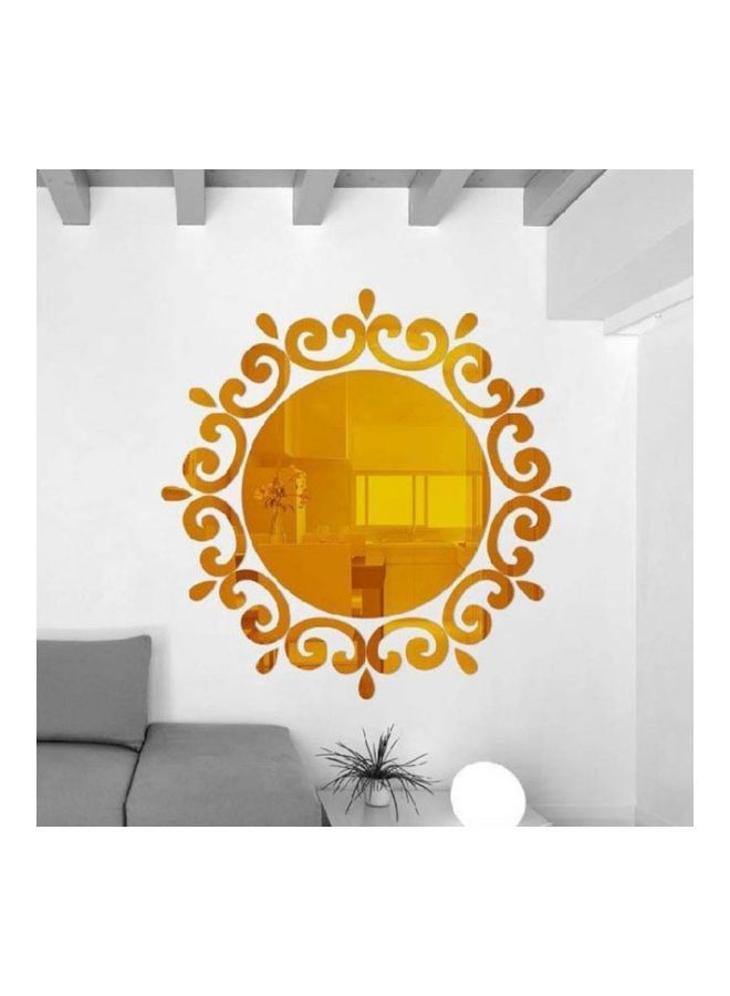 NIBEMINENT Flower Vine Dressing Up Mirror Sticker Gold 46x46cm  - Image 1