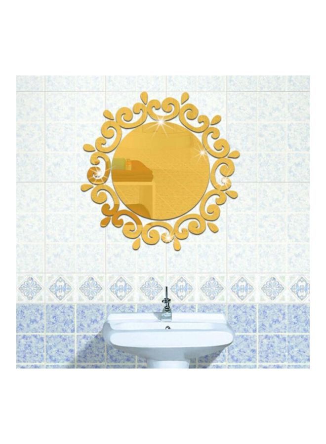 NIBEMINENT Flower Vine Dressing Up Mirror Sticker Gold 46x46cm  - Image 2