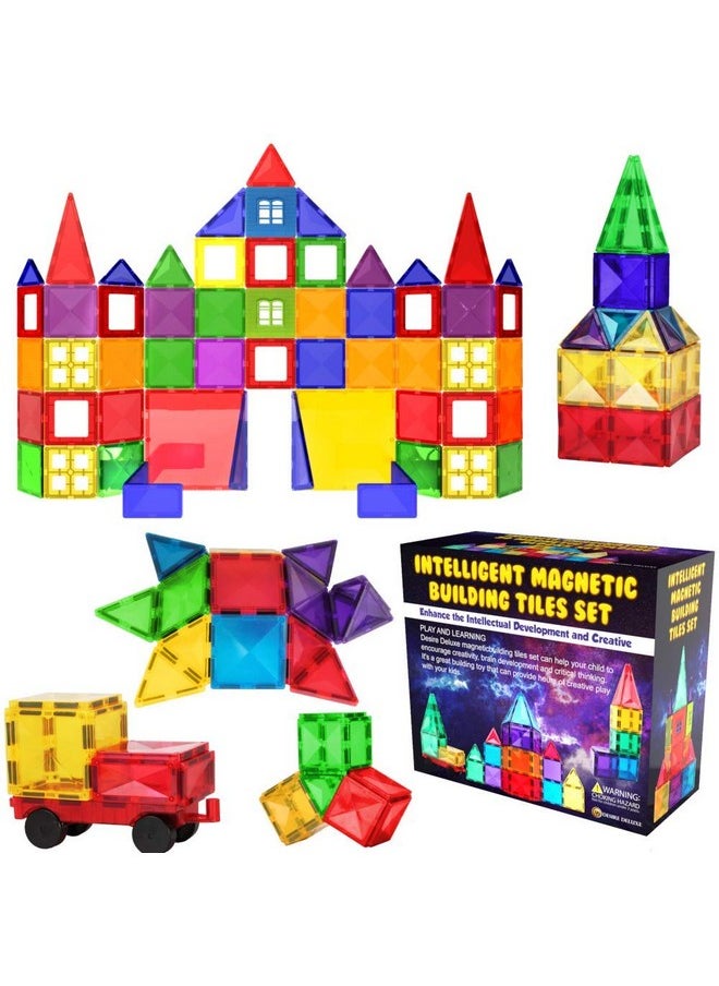 Desire Deluxe - Magnetic Tiles Building Blocks Toy - Stem Educational Magnet Set For Kids, Creativity Preschool Learning Sensory Montessori Toddler Toys For Boys & Girls 3+ Years Old - 57Pc - Image 1