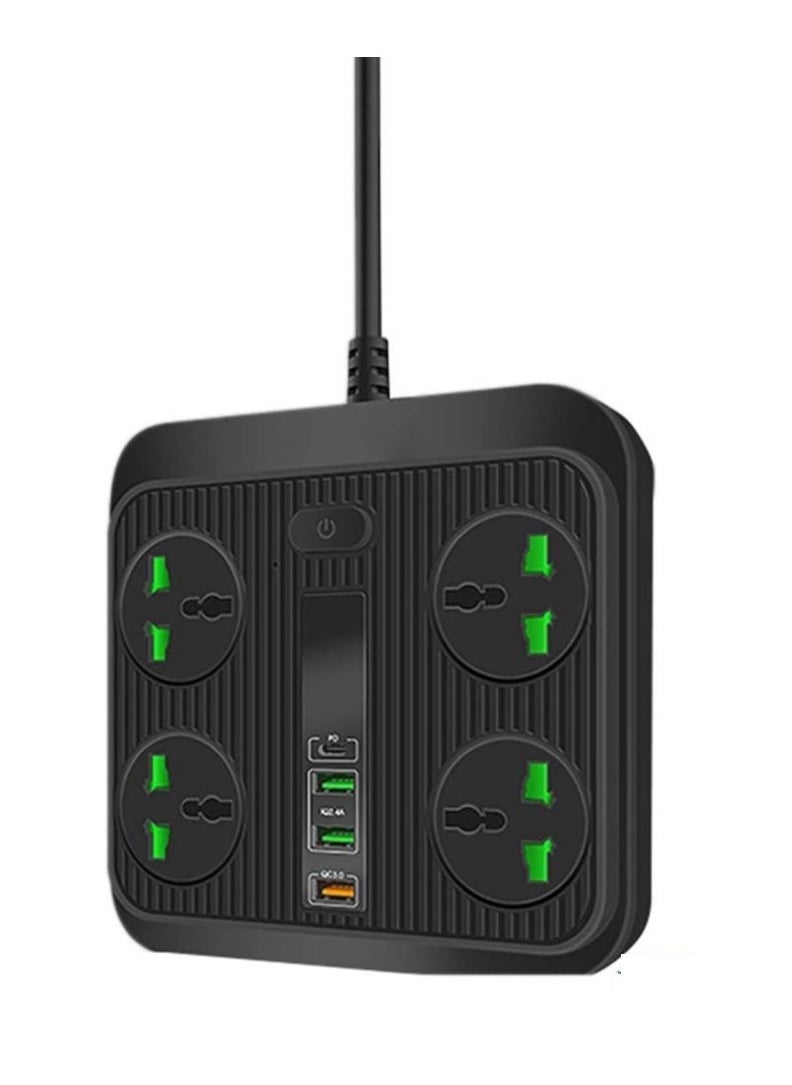 TIGER 2025 Power Strip Surge Protector with 4 Outlets, 3 USB Ports, 1 USB-C PD 40W QC3.0, 3000W, 6 Ft Extension Cord – Perfect for Home, Office, Hotel, and Device Charging (Black) – Overload Protection, Fast Charging & Safe Use  - Image 4