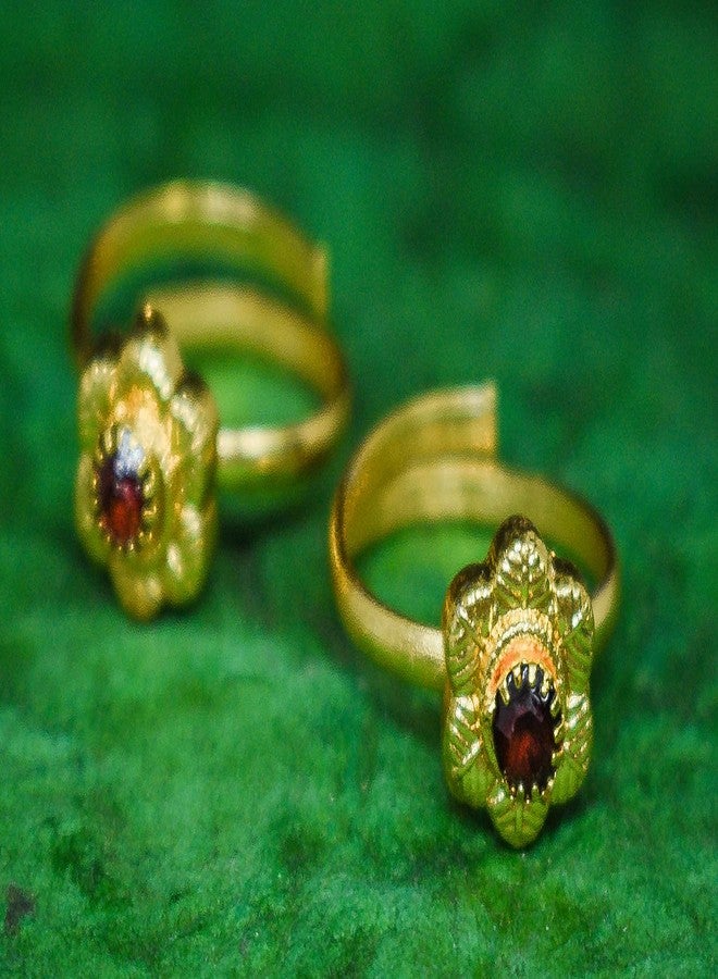 AanyaCentric Set of 2 Pair Gold-Plated Toe Rings Adjustable Traditional & Fashionable Accessories - Image 4