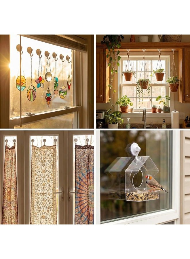 NL HOME Powerful Wreath Hangers for Window or Glass Door, 4-Pack Powerful Suction Cup Hooks Utility Hooks, Antique Gold - Image 3