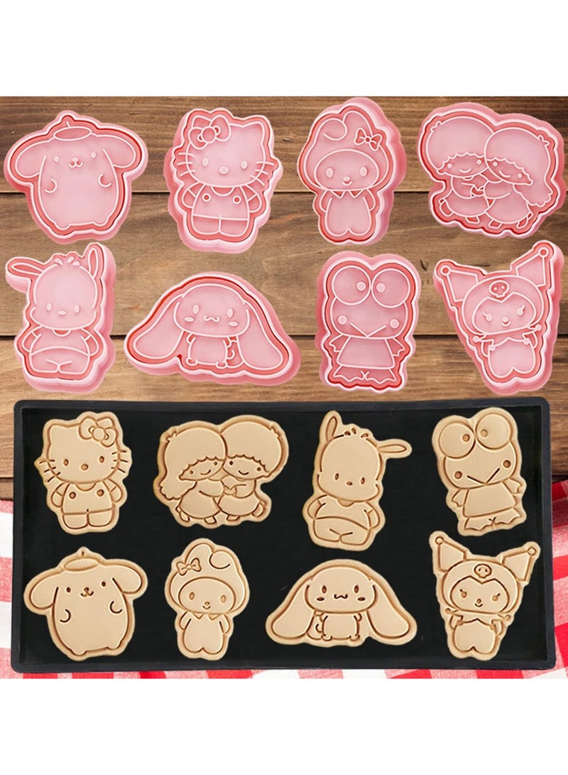 general 8 Pieces of Mini Cute Cartoon Cookie Knife, 3D Raised Design Cookie Seal, Cookie Mold for Frosting Decoration, Mini Pie Mold - Image 1