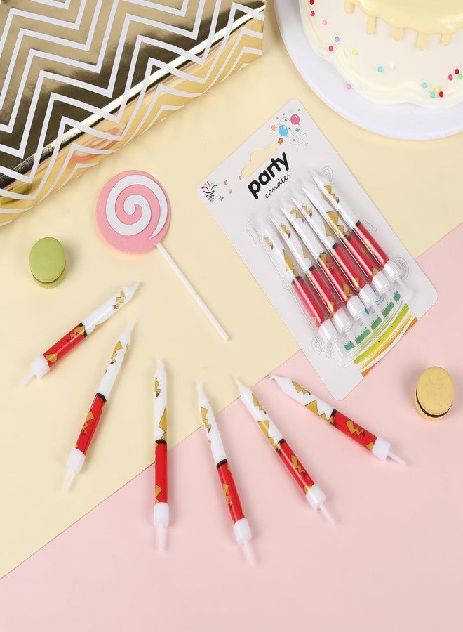 Wanlab 12PCS Red and White Cartoon Themed Brithday Candles, Lightning Anime Characters Candle Cake Topper for Boys Girls Party Decoration - Image 2