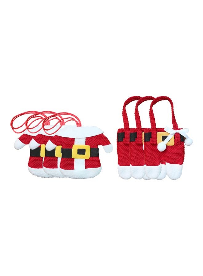 6-Piece Santa Coat And Pant Styled Cutlery Holder Ornament Red/White/Yellow 11x11x5cm - Image 1
