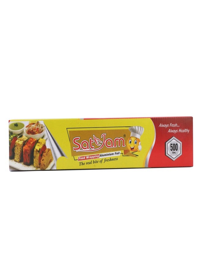 SATYAM ورق ألومنيوم ساتيام - 500 جم، 18 ميكرون، لفة ورق ألومنيوم لتعبئة وتغليف وتخزين وخبز وشوي وتحميص وتجميد الطعام. - Image 2