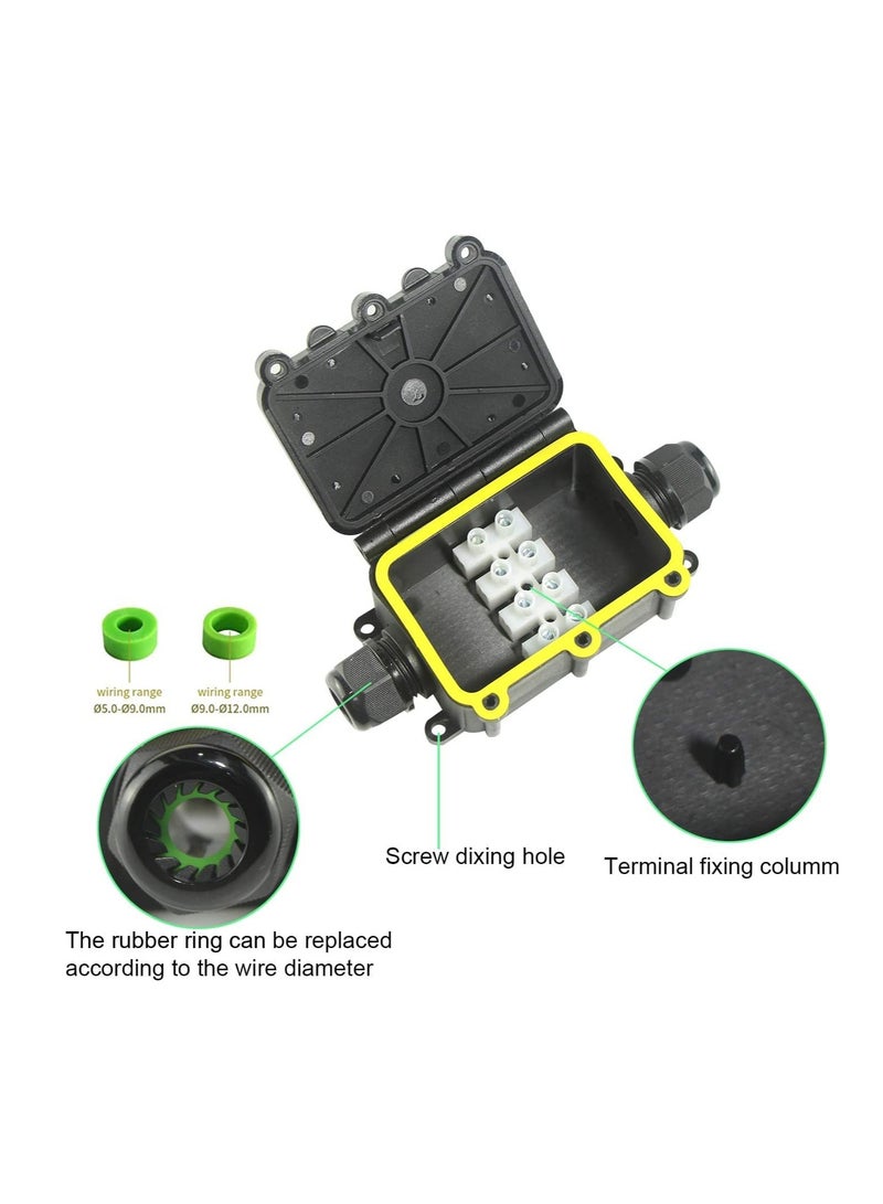 SYOSI Outdoor Junction Box Waterproof IP68, 3 Way M20 Coaxial Underground Cable Connector Electrical External Power Cord Boxes 2PCS  - Image 3