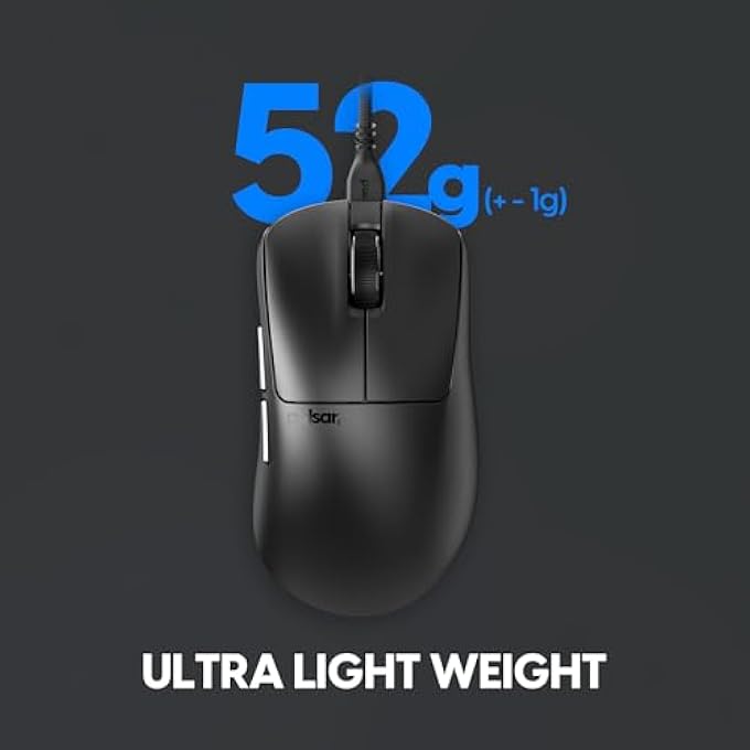 PULSAR XLITE WIRED GAMING MOUSE, ULTRA LIGHTWEIGHT 1.83 OZ (52G), ERGONOMIC, OPTICAL SWITCH, 26000 DPI, MOTION SYNC, PAW3395 SENSOR (MEDIUM, WIRED, BLACK) - Image 2