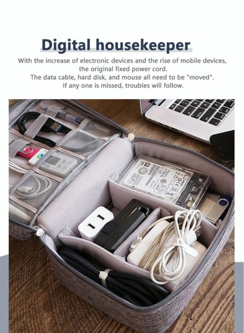 Electronic Storage Box Data Cable Power Bank U Disk Arrangement Large-capacity Water Proof Digital Accessories Storage Bag  - Image 2