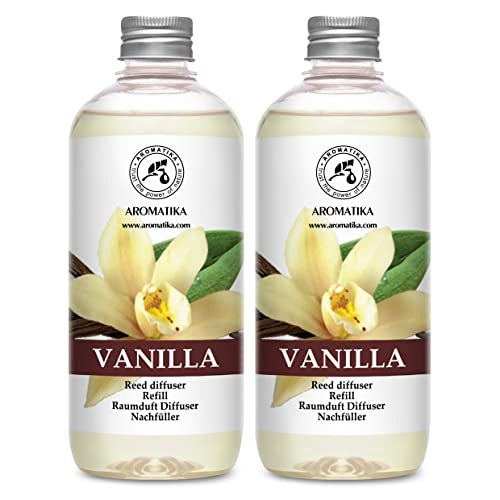 Aromatika Diffuser Refill Vanilla 34 Fl Oz - 2 x 500ml - Fragrance Oil Diffuser Refill - Home Fragrance - Vanilla Scent - Room Freshener - Vanilla Aroma - Fresh and Long Lasting Fragrance - Image 1