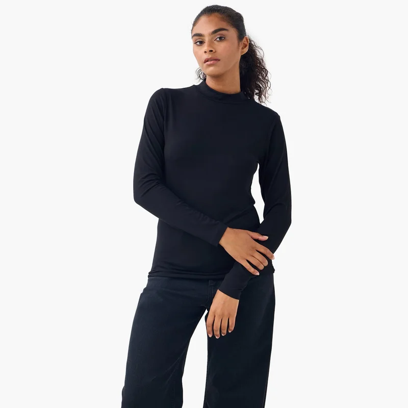 سبلاش فيڤ طقم من قطعتين - تي شيرت بياقة عالية وأكمام طويلة