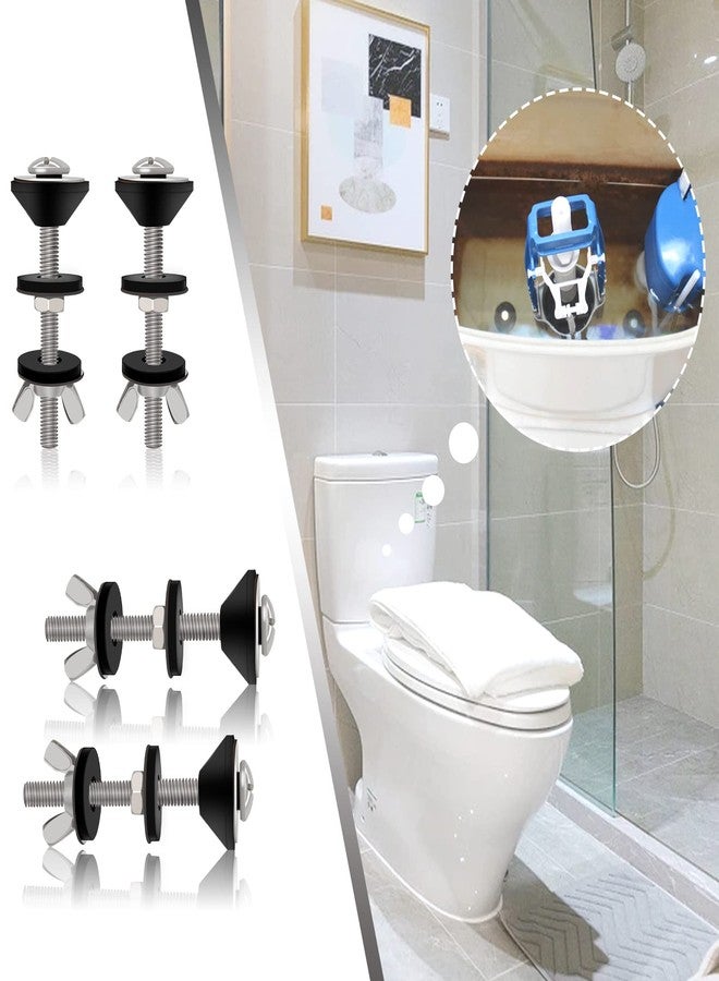 Lovppy 4PCS Universal Toilet Tank to Bowl Bolts Kit, Heavy Duty Toilet Bolts, Waterproof Stainless and Rubber Washers Gaskets with Extra Long Nut Screw for Fastening (Silver) - Image 2