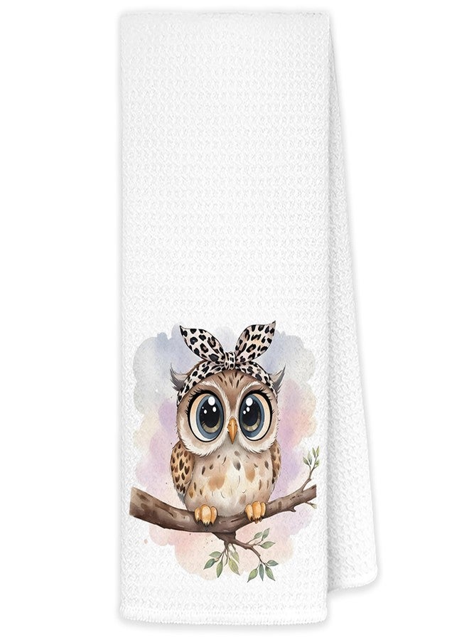 JINYO Owl Kitchen Towels, Coquette Leopard Bow Owls Gifts Hand Towels for Lovers Women, Owl Bathroom Kitchen Decor, Owls Decorative Dish Tea Towels, 16x24 Inch - Image 1