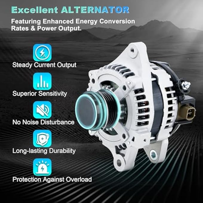 BDELI Alternator 11385N Replacement for 1.8L L4 Toyota Corolla 2009-2011, Matrix 09-10, Pontiac Vibe 09-10, Scion xD 08-14, 6-Groove Clutch Pulley, 100 Amp 12V: 11385, 12897, 270600T040, 0986CR6103, AL3370X - Image 4