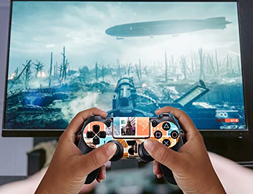 Oiokew Decal Skin for Ps4 Slim, Whole Body Vinyl Sticker Cover for PlayStation 4 Slim Console and Controller (Include 4pcs Light Bar Stickers) (PS4 Slim, Postcard) - Image 2
