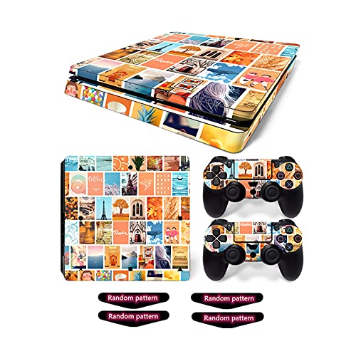 Oiokew Decal Skin for Ps4 Slim, Whole Body Vinyl Sticker Cover for PlayStation 4 Slim Console and Controller (Include 4pcs Light Bar Stickers) (PS4 Slim, Postcard) - Image 5