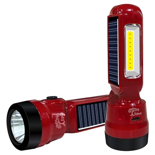 Epyz Solar Light Outdoor Rechargeable LED Torch Lights for Home Outdoor Indoor with AC/DC Light with 2 in 1 Features Along [ Pack of 1, White Light ]100 Lumen - Image 1
