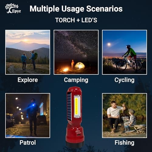 Epyz Solar Light Outdoor Rechargeable LED Torch Lights for Home Outdoor Indoor with AC/DC Light with 2 in 1 Features Along [ Pack of 1, White Light ]100 Lumen - Image 3