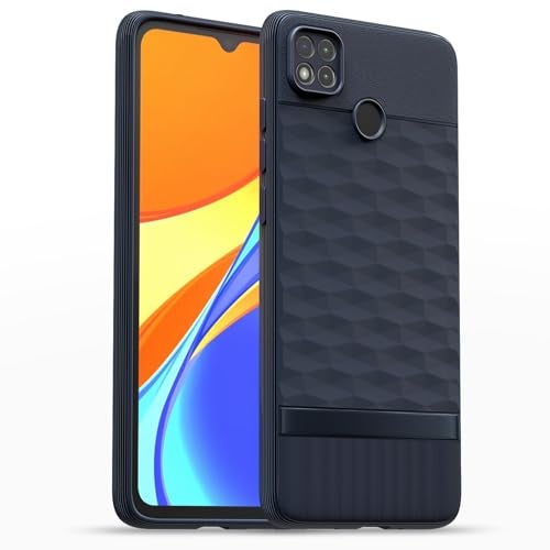 Pikkme Back Cover for Poco C31, Mi Redmi 10A / 10A Sport, Redmi 9 / Redmi 9 Activ / 9C Camera Protection 3D Hexa Cube Design Silicone Protective Bumper Case (Blue) - Image 1
