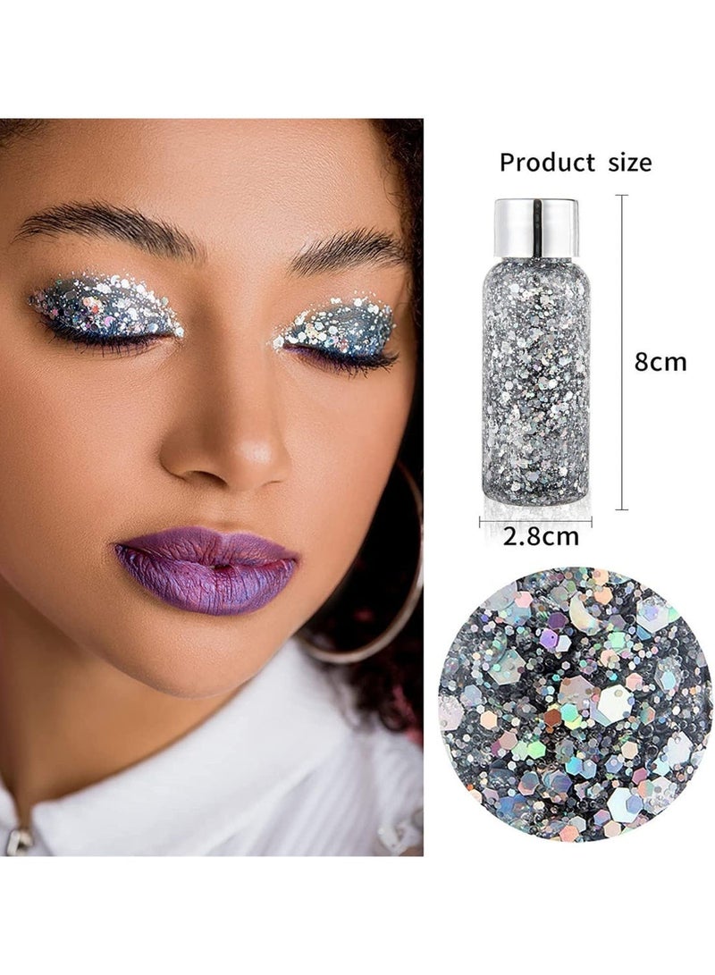 3 أجهزة كمبيوتر شخصية أدوات الرسم الفني للجلد - الفضة الوردي حورة البحر اللون المتوهج ، الصيغة الآمنة القائمة على الماء للرسم الجسدي الوجه ، تصاميم المهرجان واللعب الإبداعي ، غسل سهل للأطفال والكبار - Image 2