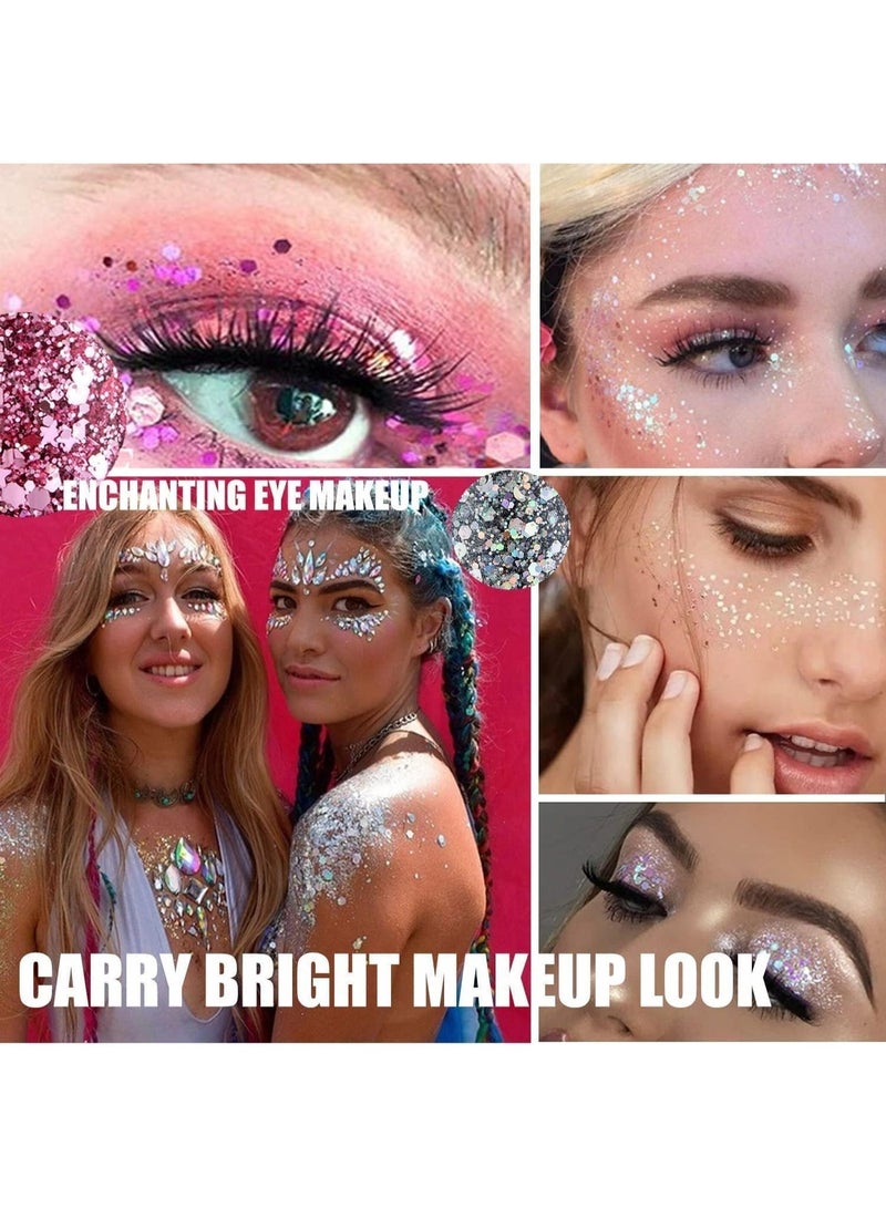 3 أجهزة كمبيوتر شخصية أدوات الرسم الفني للجلد - الفضة الوردي حورة البحر اللون المتوهج ، الصيغة الآمنة القائمة على الماء للرسم الجسدي الوجه ، تصاميم المهرجان واللعب الإبداعي ، غسل سهل للأطفال والكبار - Image 5