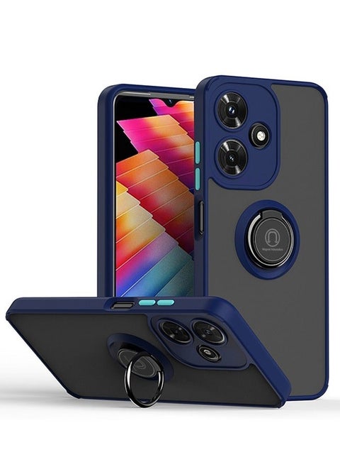 Infinix Hot 30i Case Back Cover Translucent with Phone Ring Holder Kickstand Camera Len Protection Shockproof Slim Hard Shell Full Body Protective Anti-Scratch Accessory For Infinix Hot 30i