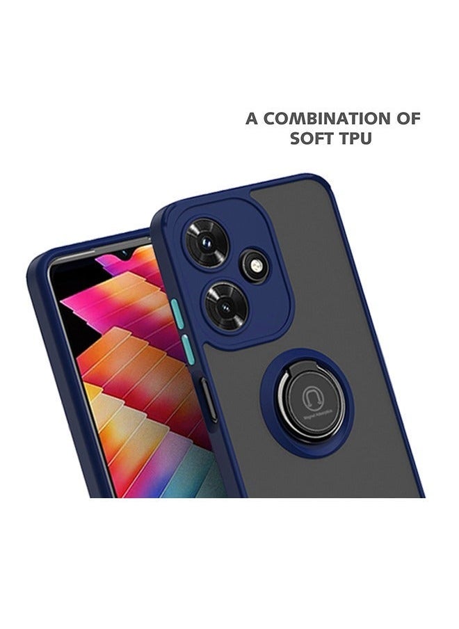 TEAM LUXURY - Infinix Hot 30i Case Back Cover Translucent with Phone Ring Holder Kickstand Camera Len Protection Shockproof Slim Hard Shell Full Body Protective Anti-Scratch Accessory For Infinix Hot 30i - Image 1