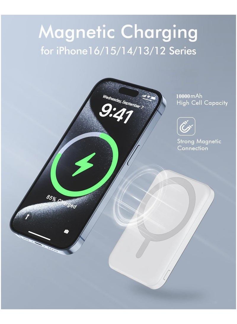 JEEJPV Power Bank 10000 mAh Fast Charge Power Delivery Bank For iPhone 14/13/12/Mini/X/XR/XS Max, S10, Pixel 3/3XL, And More white  - Image 3