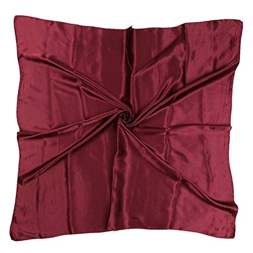 ASUITOFK 35" Womens Large Satin Square Scarf Silk Feeling Hair Wrapping Gift Headscarf Scarves Wine Red - Image 1