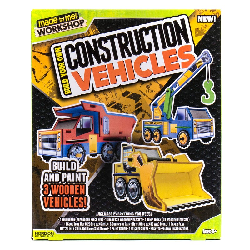 Made By Me Build Your Own Construction Vehicles by Horizon Group USA Build Customize 3 Wooden Vehicles - Image 2