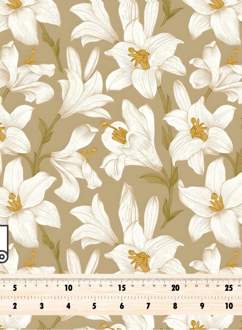 فيلاتو جلابية مخوير من الحرير باللون البيج والأبيض المزهر من "الليل عرامني" بالياردة، عرض 58 بوصة - Image 4