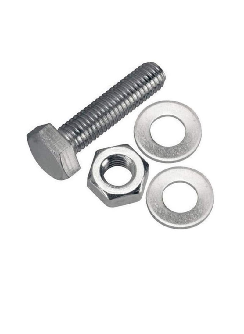 Generic - 12 pcs Hex Head Screw Bolts Nuts & Washers Fully Thread GI Plain Finish Bolt Set. (6, 80MM) - Image 1