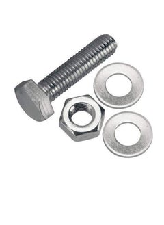 Generic 12 pcs Hex Head Screw Bolts Nuts & Washers Fully Thread GI Plain Finish Bolt Set. (6, 80MM)  - Image 2