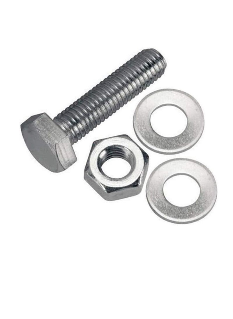 Generic - 12 pcs Hex Head Screw Bolts Nuts & Washers Fully Thread GI Plain Finish Bolt Set. (6, 80MM) - Image 1