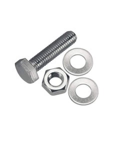 Generic 12 pcs Hex Head Screw Bolts Nuts & Washers Fully Thread GI Plain Finish Bolt Set. (6, 80MM)  - Image 1