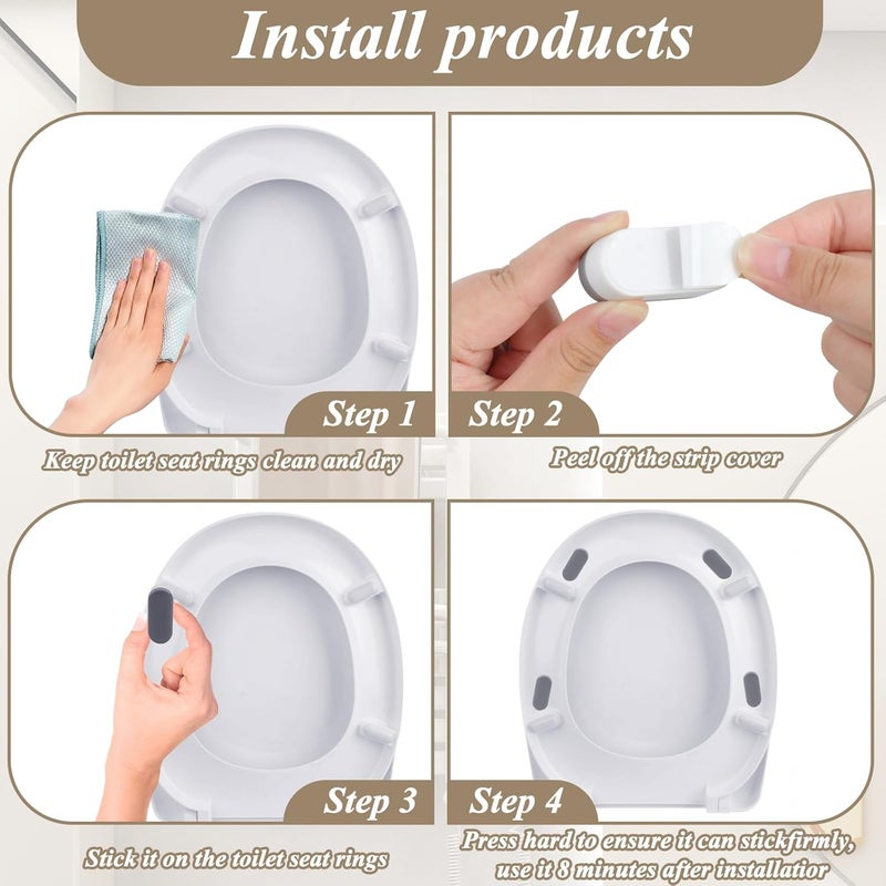 BEIVOBY Universal Toilet Seat Bumpers, Suitable for Bidet Kits, 4 Pack Toilet Seat Spacers, Compatible with Most Toilet Models, Equipped with Durable Adhesive - Image 2