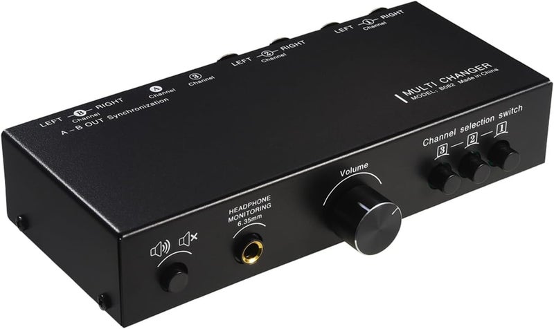 3 in 3 Out Sound Signal Switcher, Balanced Line Selector Passive Preamp Volume Controller with Mute Switch and Headphone Output for Speakers Audio Devices - Image 3