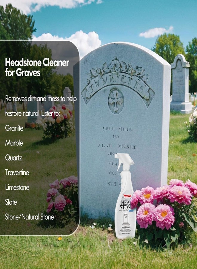Yadool Headstone Cleaner for Graves & Memorials, Granite Cleaner, Removes Dirt & Plant Growth, Natural Luster to Restore & Guard Granite, Stone,Tile, Travertine, Concrete,Limestone,Slate,Marble 10.14 Fl Oz - Image 2